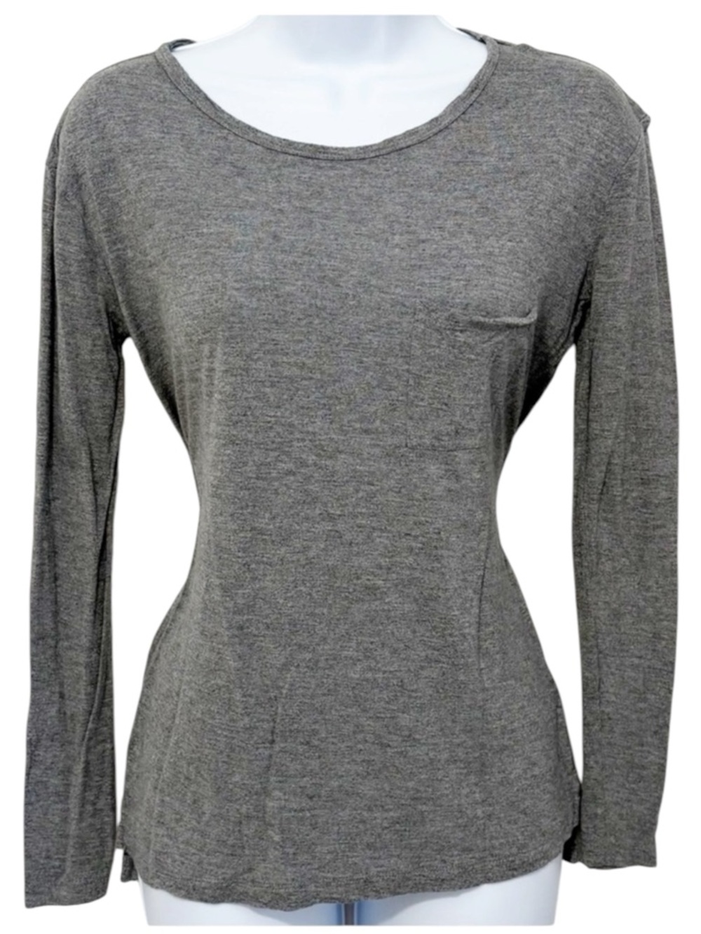 MADEWELL Whisper Long Sleeve Pocket Tee Gray Viscose Layering Top XS Basics
